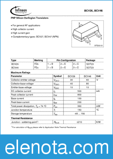 Infineon BCV26 datasheet