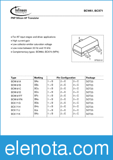 Infineon BCW61B datasheet