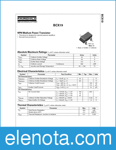 Fairchild BCX19 datasheet