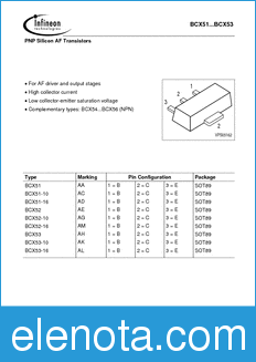Infineon BCX51 datasheet