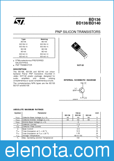 STMicroelectronics BD136 datasheet