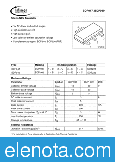 Infineon BDP949 datasheet