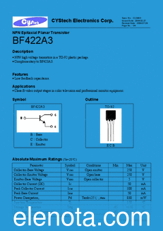 Cystech Electonics BF422A3 datasheet