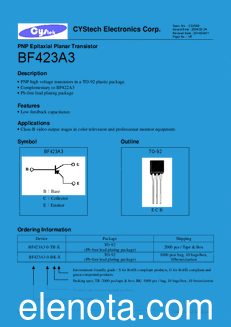 Cystech Electonics BF423A3 datasheet