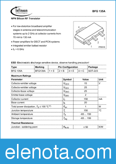 Infineon BFG135A datasheet