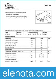 Infineon BFG19S datasheet