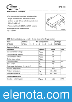 Infineon BFG235 datasheet
