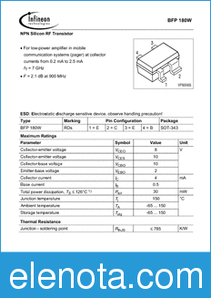 Infineon BFP180W datasheet