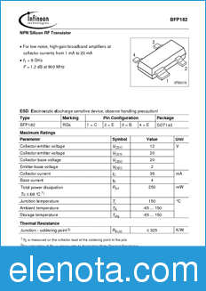 Infineon BFP182 datasheet