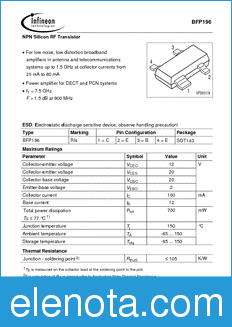 Infineon BFP196 datasheet