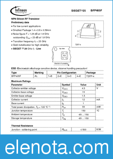 Infineon BFP405F datasheet