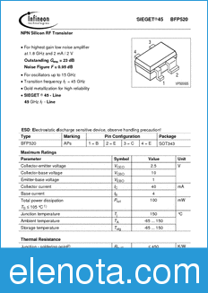 Infineon BFP520 datasheet