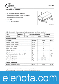 Infineon BFR180 datasheet
