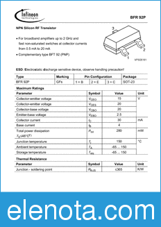 Infineon BFR92P datasheet
