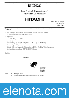 Hitachi BIC702C datasheet