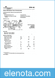 Telefunken (now Vishay) BPW 40 datasheet
