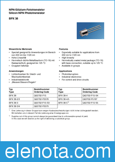 Infineon BPX38-4/-5 datasheet