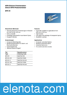 Infineon BPX81-3/-4 datasheet