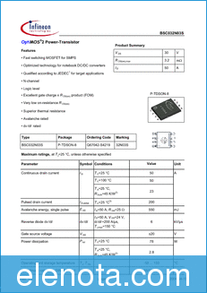 Infineon Technologies AG BSC032N03S datasheet
