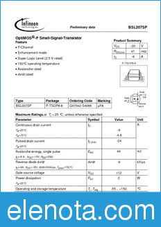 Infineon BSL207SP datasheet