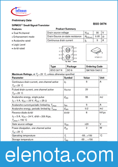 Infineon BSO307N datasheet