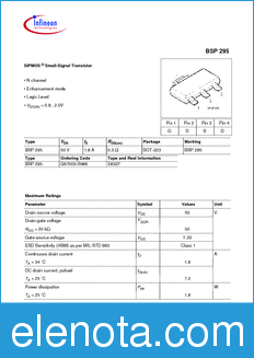 Infineon BSP295 datasheet