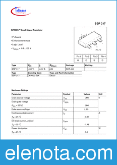 Infineon BSP317 datasheet