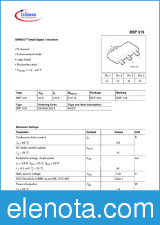 Infineon BSP319 datasheet