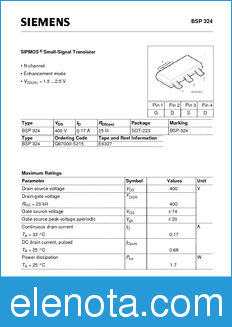 Infineon BSP324 datasheet