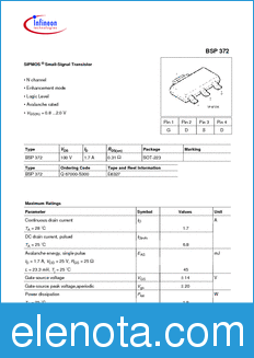 Infineon BSP372 datasheet