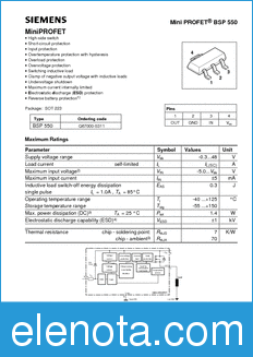 Infineon BSP550 datasheet