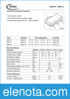Infineon BSP61 datasheet