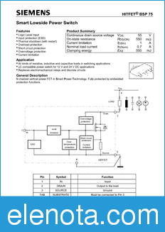 Infineon BSP75 datasheet