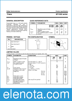 Philips BT138X datasheet