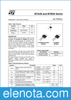 STMicroelectronics BTA06 datasheet