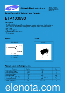 Cystech Electonics BTA1036S3 datasheet