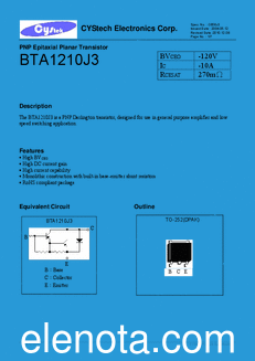 Cystech Electonics BTA1210J3 datasheet