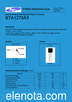 Cystech Electonics BTA1270A3 datasheet