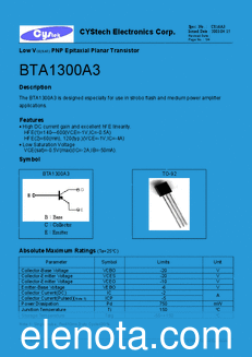 Cystech Electonics BTA1300A3 datasheet