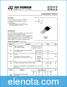 SGS-THOMSON BTA16 B datasheet