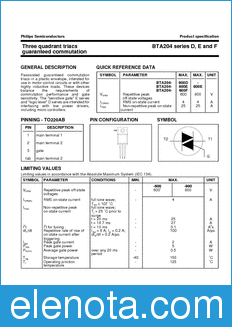Philips BTA204 datasheet