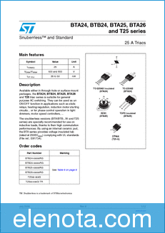 STMicroelectronics BTA26 datasheet