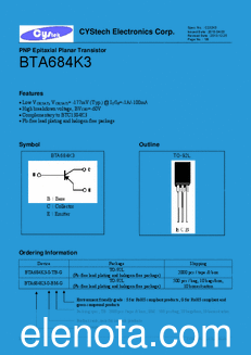 Cystech Electonics BTA684K3 datasheet
