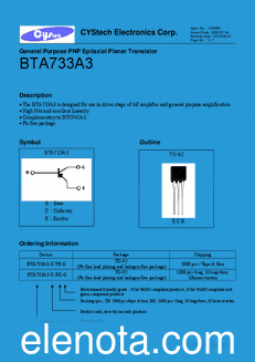 Cystech Electonics BTA733A3 datasheet