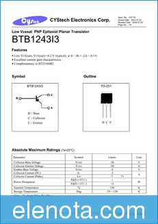 cystek BTB1243I3 datasheet