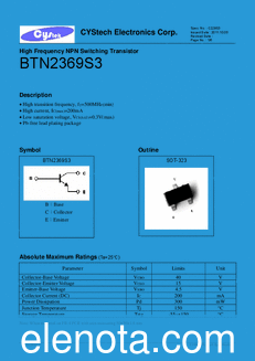 Cystech Electonics BTN2369S3 datasheet