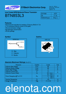 Cystech Electonics BTN853L3 datasheet
