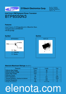 Cystech Electonics BTP8550N3 datasheet