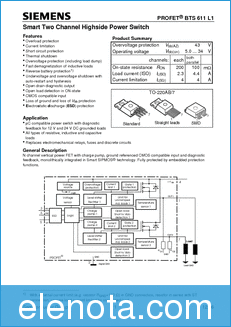 Siemens Semiconductor BTS611L1 datasheet