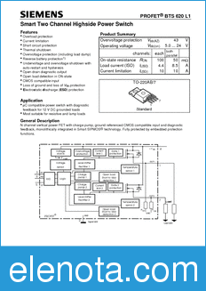 Infineon BTS620-L1 datasheet